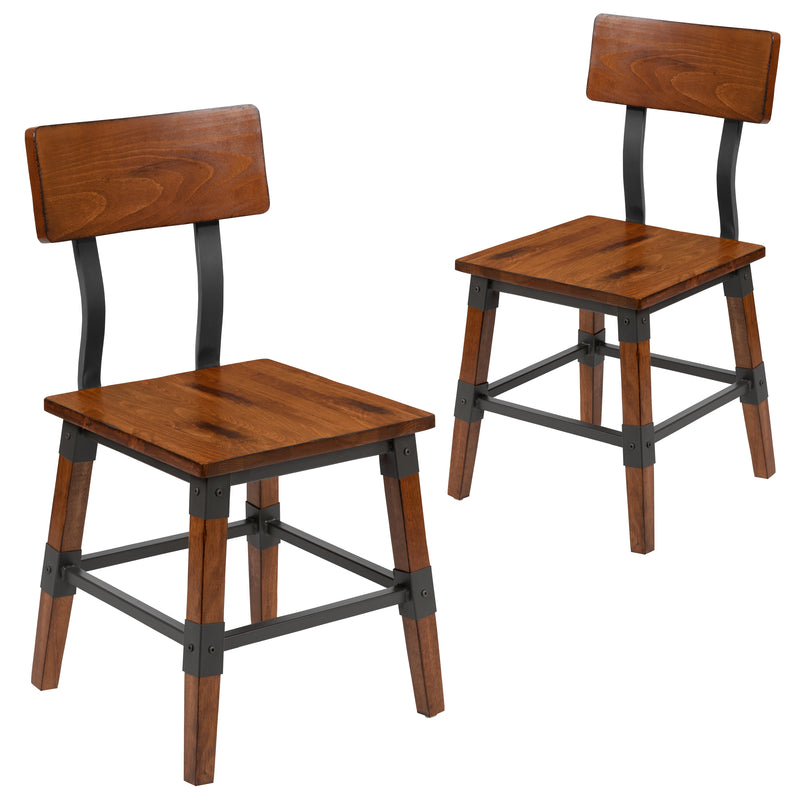 Breton Dining Chairs with Steel Supports and Footrest in Walnut Brown - Set Of 2