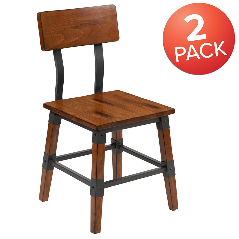 Breton Dining Chairs with Steel Supports and Footrest in Walnut Brown - Set Of 2