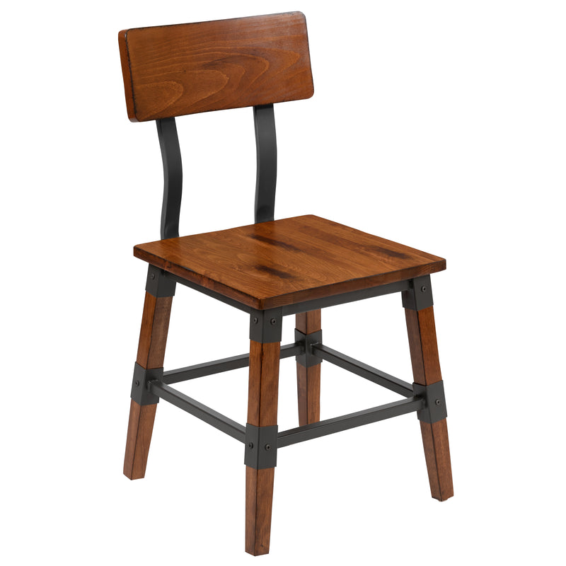 Breton Dining Chairs with Steel Supports and Footrest in Walnut Brown - Set Of 2