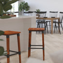 Breton Backless Bar Height Stools with Steel Supports and Footrest in Walnut Brown - Set Of 2