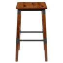 Breton Backless Bar Height Stools with Steel Supports and Footrest in Walnut Brown - Set Of 2