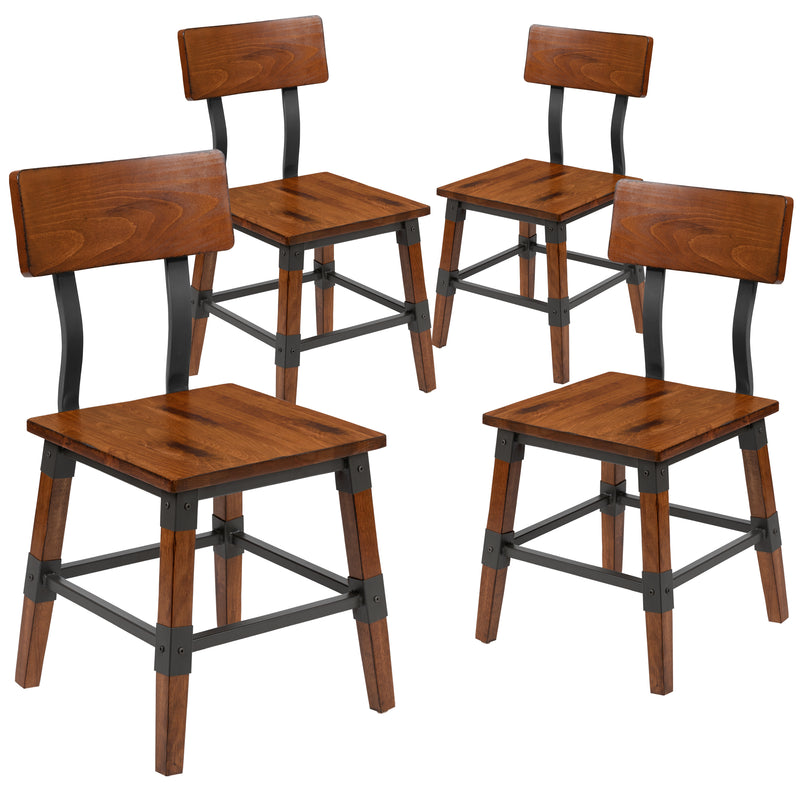 Breton Dining Chairs with Steel Supports and Footrest in Walnut Brown - Set Of 4