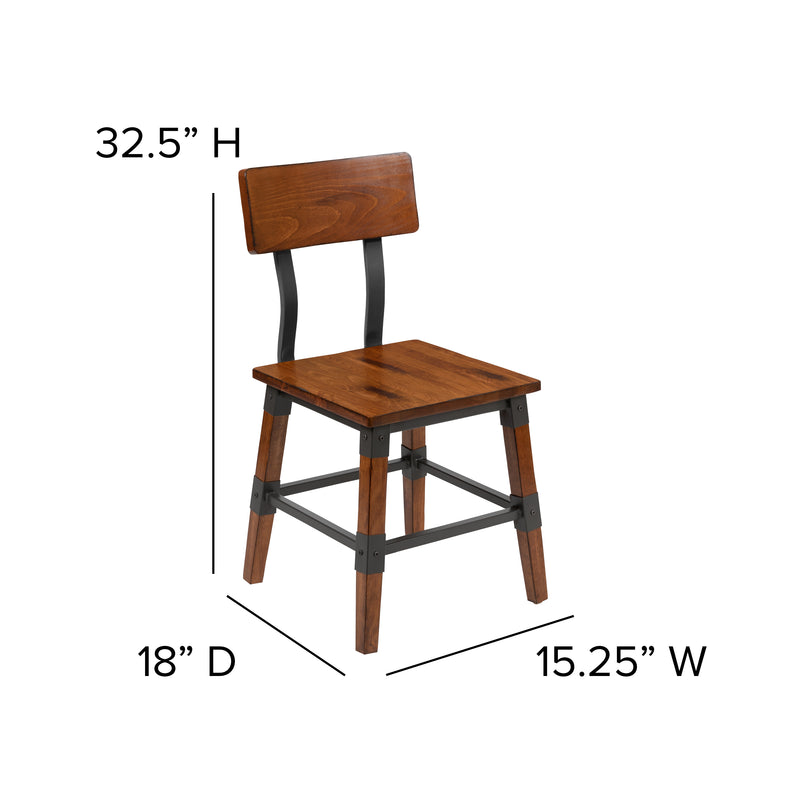 Breton Dining Chairs with Steel Supports and Footrest in Walnut Brown - Set Of 4
