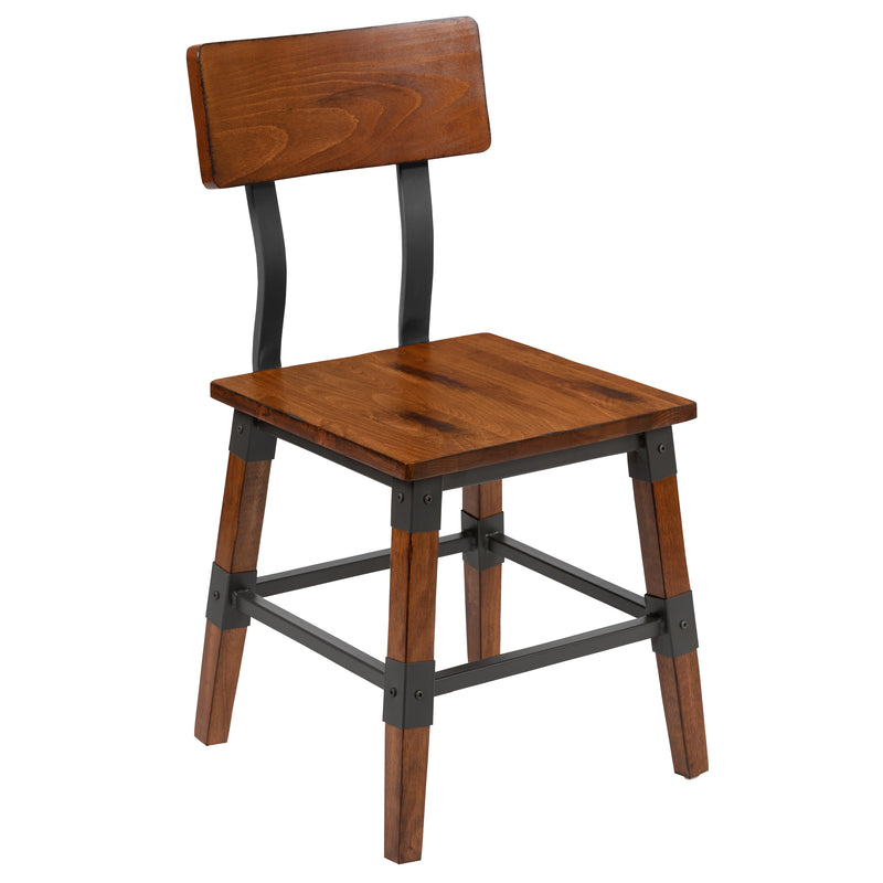 Breton Dining Chairs with Steel Supports and Footrest in Walnut Brown - Set Of 4