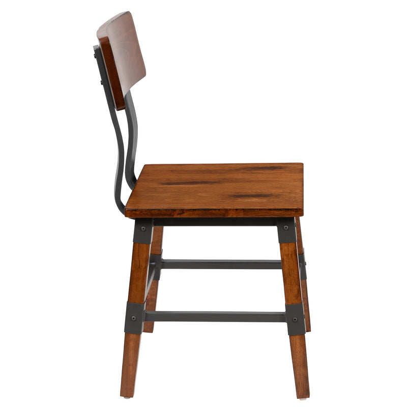 Breton Dining Chairs with Steel Supports and Footrest in Walnut Brown - Set Of 4