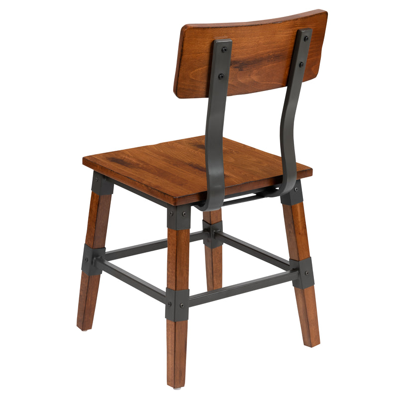 Breton Dining Chairs with Steel Supports and Footrest in Walnut Brown - Set Of 4