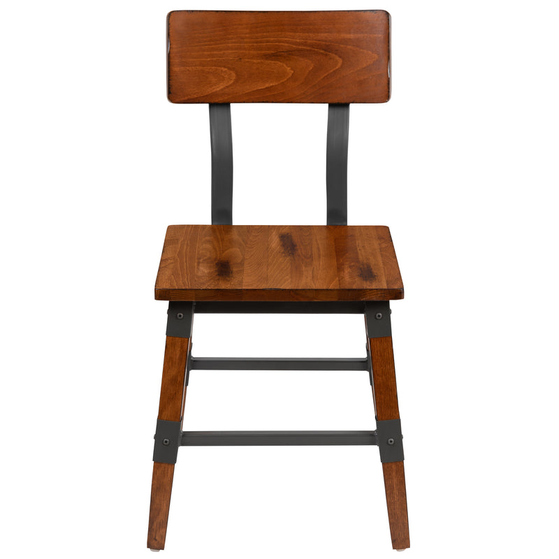 Breton Dining Chairs with Steel Supports and Footrest in Walnut Brown - Set Of 4