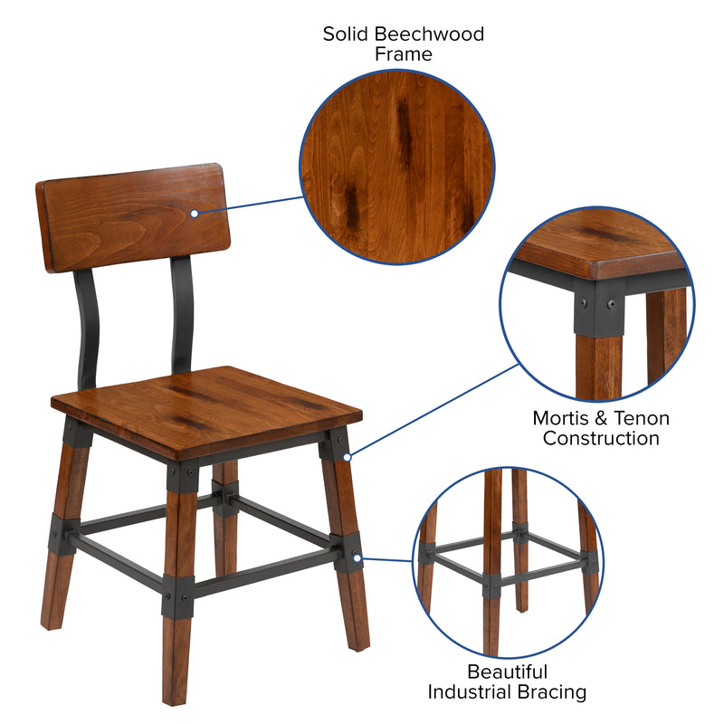 Breton Dining Chairs with Steel Supports and Footrest in Walnut Brown - Set Of 4