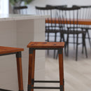 Breton Backless Bar Height Stools with Steel Supports and Footrest in Walnut Brown - Set Of 4