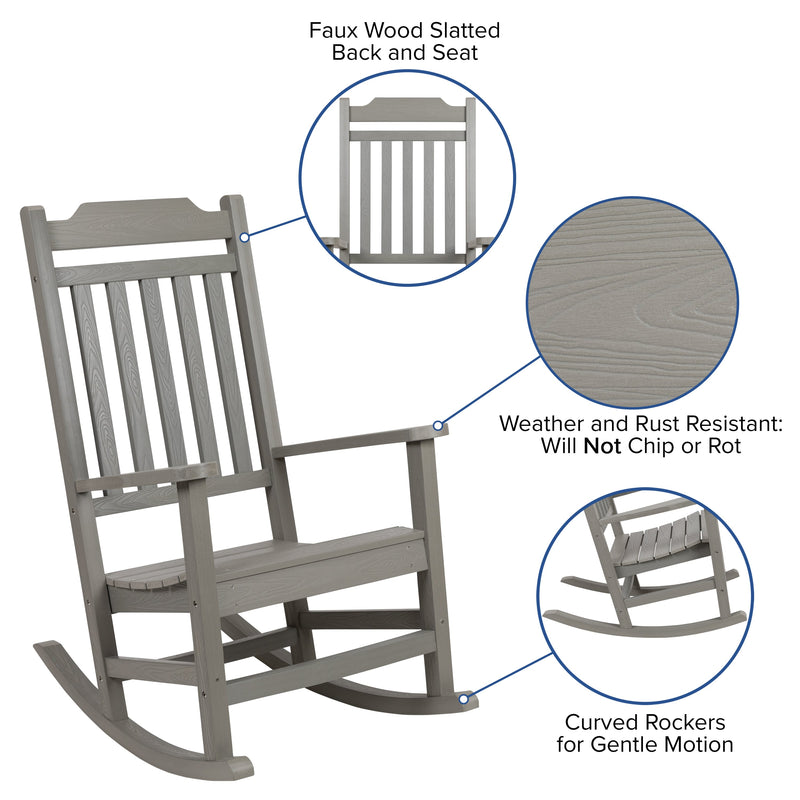 Hillford Poly Resin Indoor/Outdoor Rocking Chair with Side Table