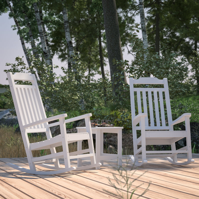 Hillford Poly Resin Indoor/Outdoor Rocking Chair with Side Table