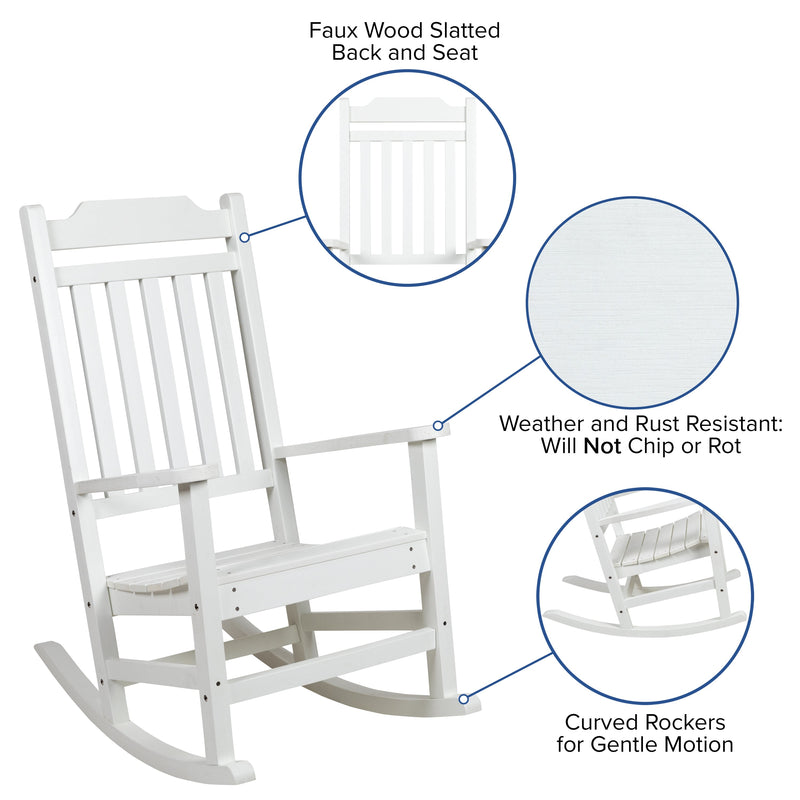 Hillford Poly Resin Indoor/Outdoor Rocking Chair with Side Table