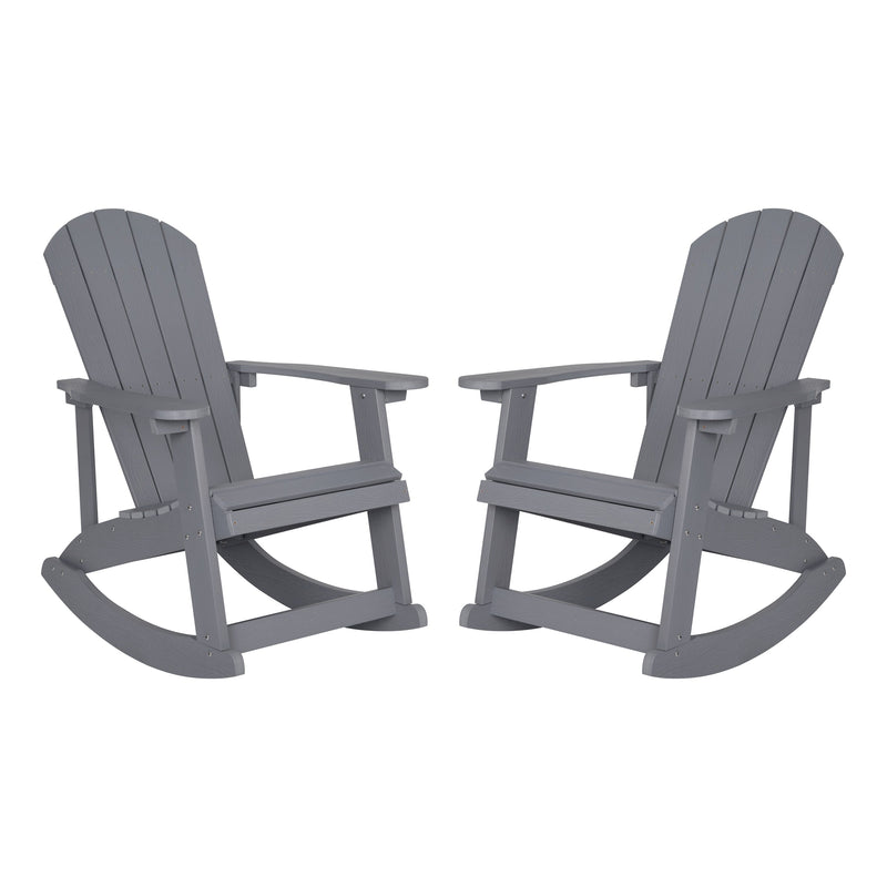 Set of 2 Atlantic All-Weather Polyresin Adirondack Rocking Chair with Vertical Slats