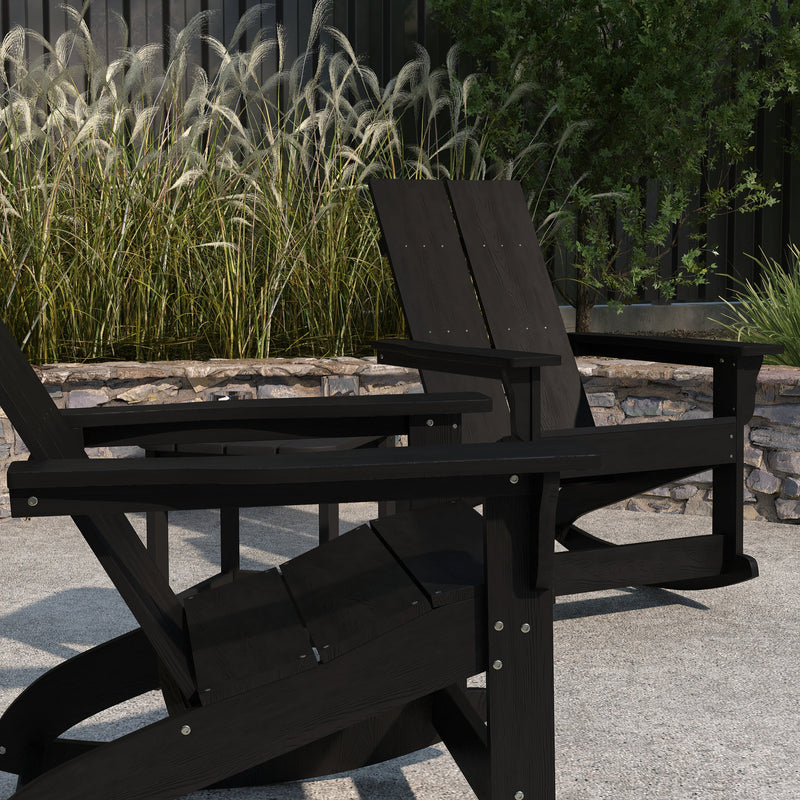 Atlantic 3 Piece Adirondack Patio Furniture Set Includes 2 All-Weather Rocking Chairs and Side Table