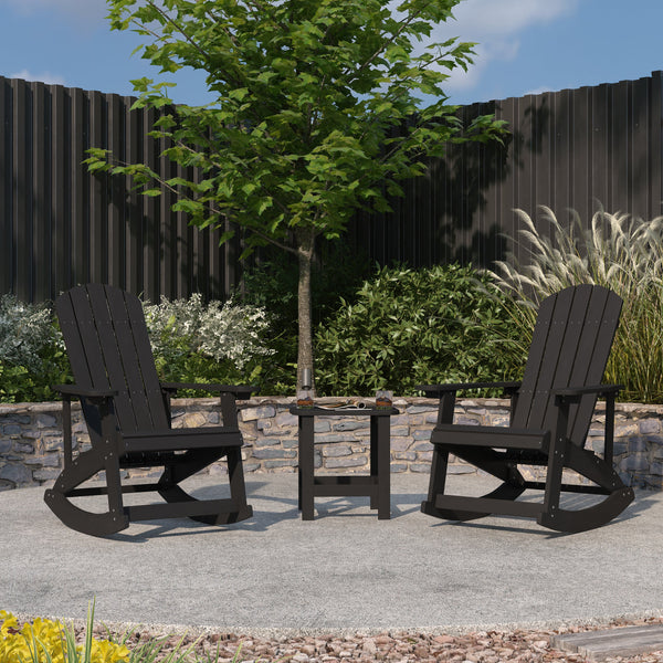 Atlantic 3 Piece Adirondack Patio Furniture Set Includes 2 All-Weather Rocking Chairs and Side Table
