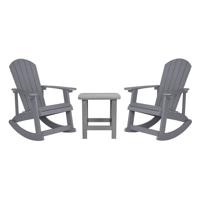 Atlantic 3 Piece Adirondack Patio Furniture Set Includes 2 All-Weather Rocking Chairs and Side Table