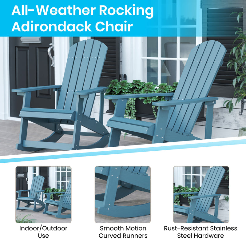 Atlantic 3 Piece Adirondack Patio Furniture Set Includes 2 All-Weather Rocking Chairs and Side Table