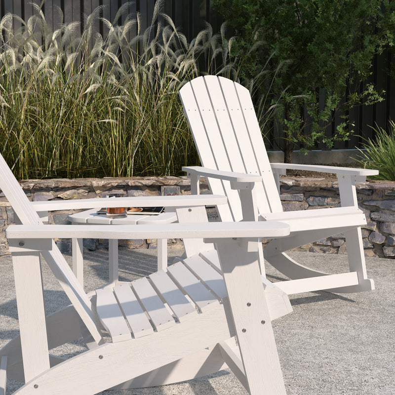 Atlantic 3 Piece Adirondack Patio Furniture Set Includes 2 All-Weather Rocking Chairs and Side Table