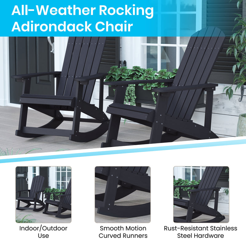 Atlantic 5 Piece Adirondack Patio Furniture Set Includes 2 All-Weather Rocking Chairs and Side Table