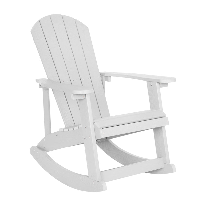 Atlantic 5 Piece Adirondack Patio Furniture Set Includes 2 All-Weather Rocking Chairs and Side Table