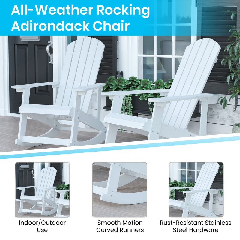 Atlantic 5 Piece Adirondack Patio Furniture Set Includes 2 All-Weather Rocking Chairs and Side Table