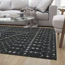 Ivory Bohemian Low Pile Rug with Geometric Design