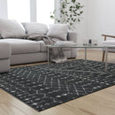 Ivory Bohemian Low Pile Rug with Geometric Design