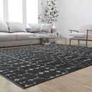Ivory Bohemian Low Pile Rug with Geometric Design