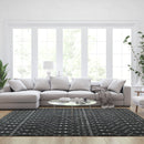 Ivory Bohemian Low Pile Rug with Geometric Design