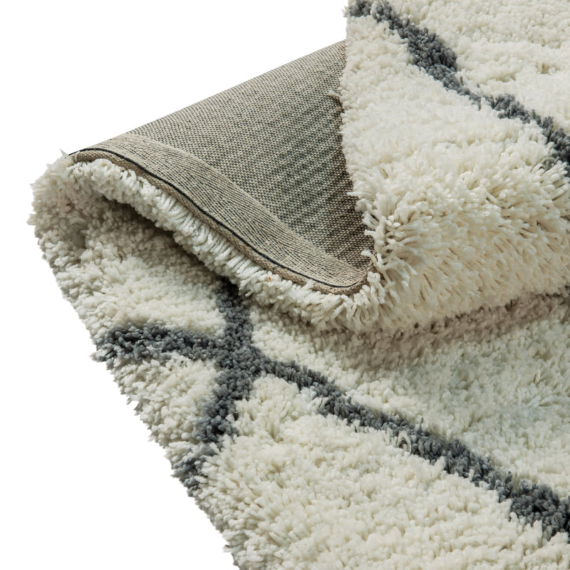 Shag Style Diamond Trellis Area Rug - 5' x 7' - Ivory/Gray Polyester (PET)