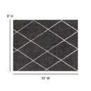Shag Style Diamond Trellis Area Rug - 8' x 10' - Charcoal/Ivory Polyester (PET)
