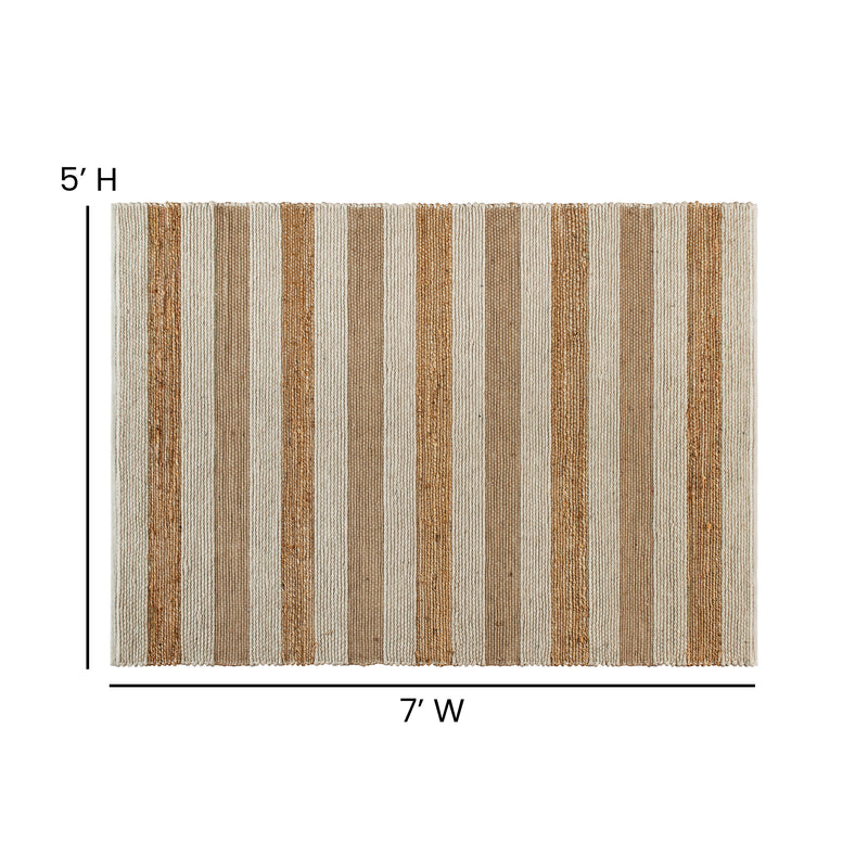 5' x 7' Indoor Handwoven Jute Blend Area Rug