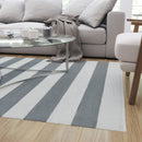 5' x 7' Handwoven Indoor/Outdoor Cabana Style Striped Area Rug in Grey