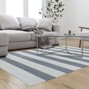 5' x 7' Handwoven Indoor/Outdoor Cabana Style Striped Area Rug in Grey