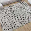 Ivory Bohemian Low Pile Rug with Geometric Design