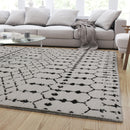 Ivory Bohemian Low Pile Rug with Geometric Design
