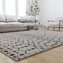 Ivory Bohemian Low Pile Rug with Geometric Design