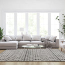 Ivory Bohemian Low Pile Rug with Geometric Design