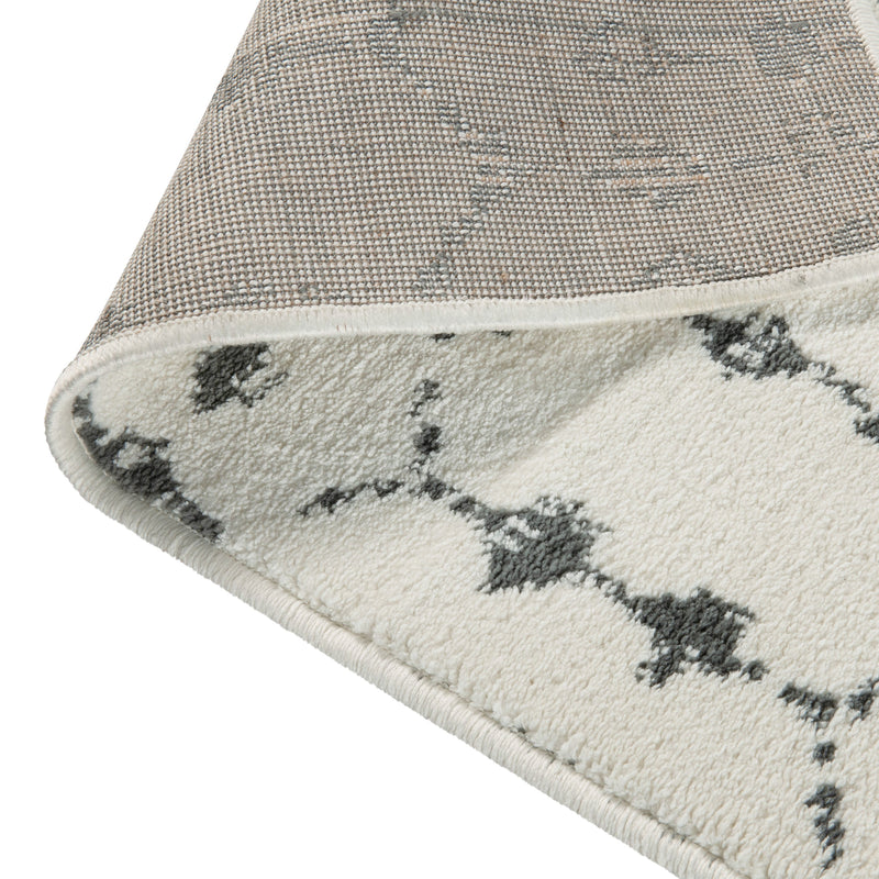 Ivory Bohemian Low Pile Rug with Geometric Design