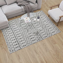 Ivory Bohemian Low Pile Rug with Geometric Design