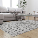 Ivory Bohemian Low Pile Rug with Geometric Design
