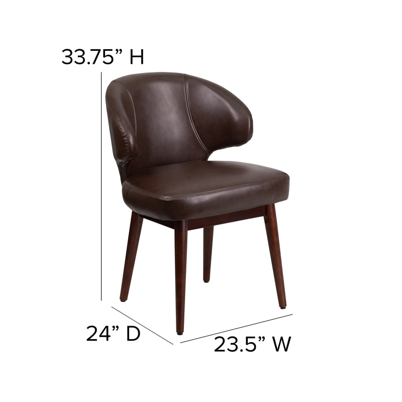 Ambrose Faux Leather Upholstered Accent Chair in Brown with Walnut Legs