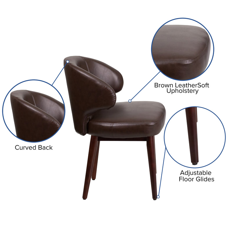 Ambrose Faux Leather Upholstered Accent Chair in Brown with Walnut Legs