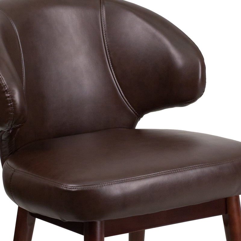 Ambrose Faux Leather Upholstered Accent Chair in Brown with Walnut Legs