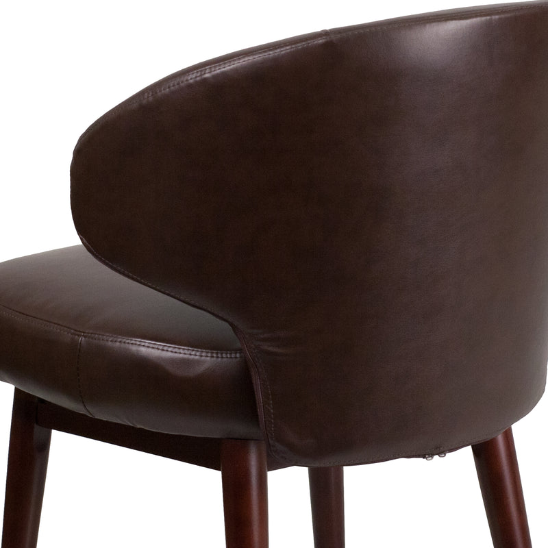 Ambrose Faux Leather Upholstered Accent Chair in Brown with Walnut Legs