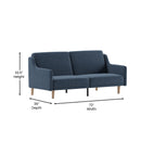 Niklas Mid Century Modern Split-Back Sofa Futon with 3 Recline Positions In Elegant Navy Faux Linen Upholstery