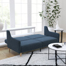 Niklas Mid Century Modern Split-Back Sofa Futon with 3 Recline Positions In Elegant Navy Faux Linen Upholstery