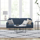 Niklas Mid Century Modern Split-Back Sofa Futon with 3 Recline Positions In Elegant Navy Faux Linen Upholstery