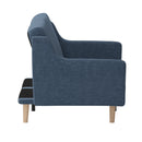 Niklas Mid Century Modern Split-Back Sofa Futon with 3 Recline Positions In Elegant Navy Faux Linen Upholstery