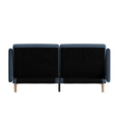Niklas Mid Century Modern Split-Back Sofa Futon with 3 Recline Positions In Elegant Navy Faux Linen Upholstery